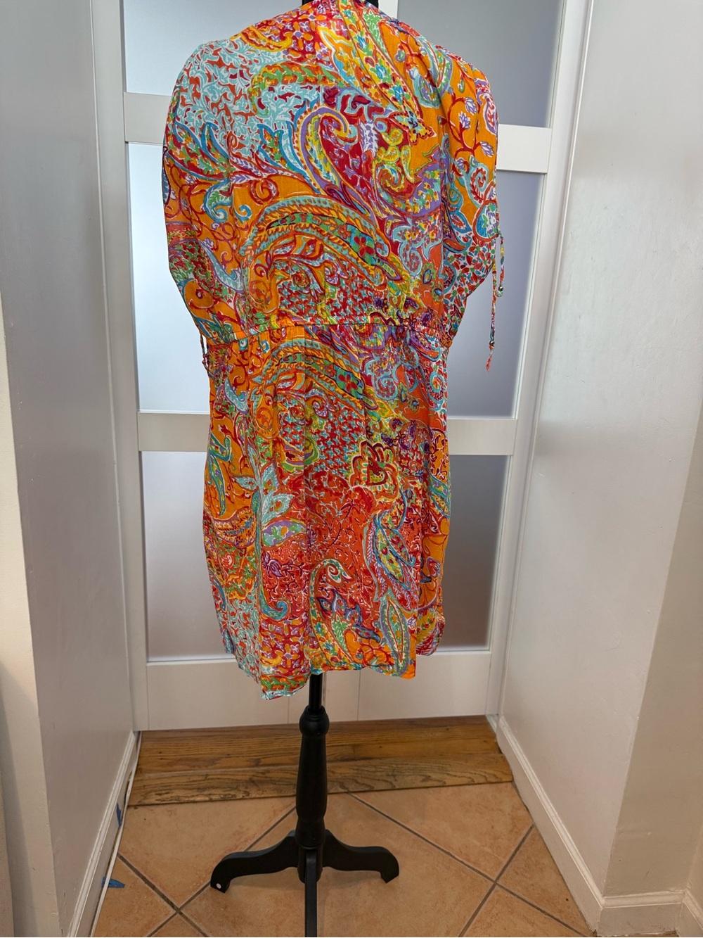 Lauren by Ralph Lauren Orange Boho Multicolor Paisley Swim Cover-Up, XL - Picture 4 of 11